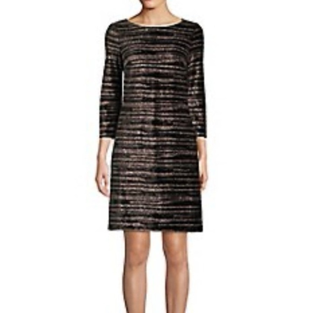 Eliza J Sparkly Metallic 3/4 Sleeve Knee Length Cocktail Dress Size 14